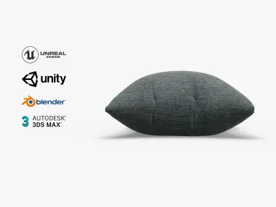 Cushion Dark Grey Denim Low-poly 3D model