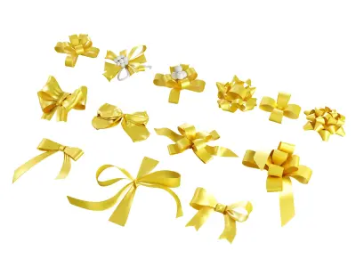 Ribbon Bows Pack 3D Gift Bow Set Low-poly 3D model