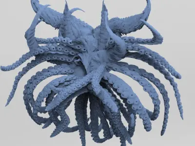 Cthulhu Squid monster sculpture 3 3D model