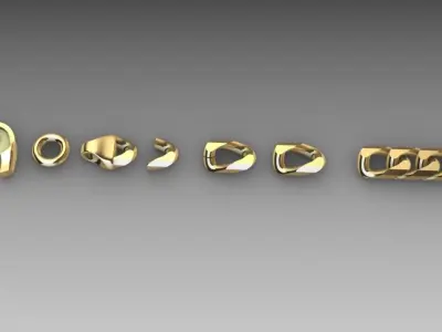 LINK CHAIN CUBAN 23 PIECE  3D print model