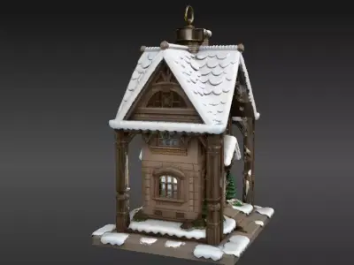 Lantern House 3D Model Christmas Lantern Cottage Print-Ready Low-poly 3D model