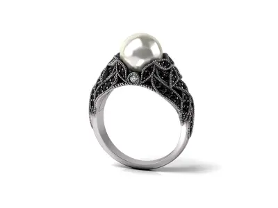 Huge Pearl Engagement Ring 3D print model