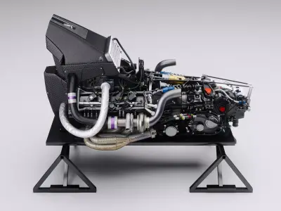Twin Turbo Hybrid V8 LMH LMDh Engine - Over Engine Exhaust 3D model