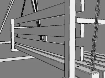 Multiple Seats Wooden Swing 1 3D model