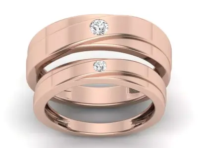 Solitaire Couple Band Ring 3D print model