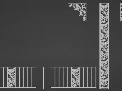 Wrought Iron Railing 3D model