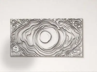 modern panel wall decor set wall relief mural CNC 76  3D model