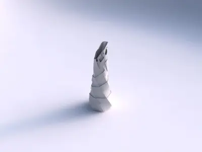 Vase twisted top bent hexagon with sharp ribbons 3D print model