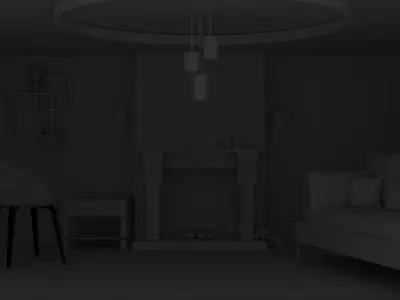 Luxury Gold Living Room Scene Low Polly Low-poly 3D model