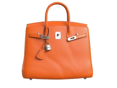 Hermes Birkin Bag Orange Leather Low-poly 3D model
