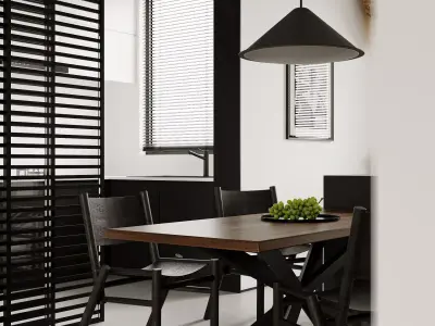 Modern living room dining room interior scenes 340 3D model
