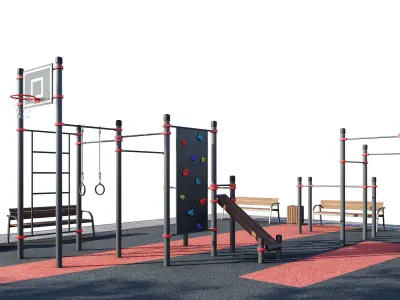 Workout sport fitness playground 2 3D model