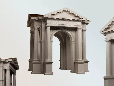 Arched portico in Doric mutulary   order column gazebo  3D model