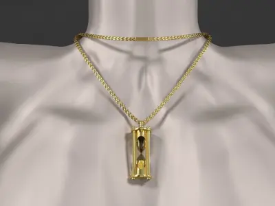 Hourglass pendant on a chain 3D model