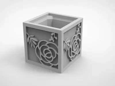 flower relief pattern vase 3D print model