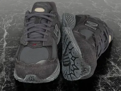 NEW BALANCE 2002R BLACK 3D SHOES Low-poly 3D model