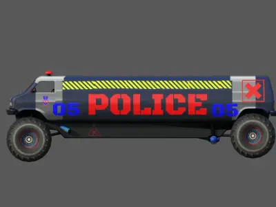 Police Limo Low-poly 3D model