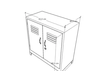 METAL CABINET-DOUBLE SHORT-PINK AND CREAM Low-poly 3D model