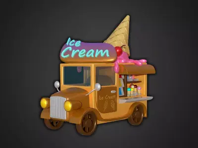 Asset - Cartoons - Food Car Icecream 3D model