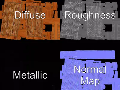 Terracotta Brick Wall model pack Low-poly 3D model