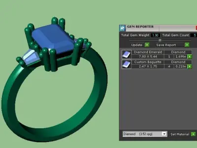Princess Cut Emerald Ring  3D print model