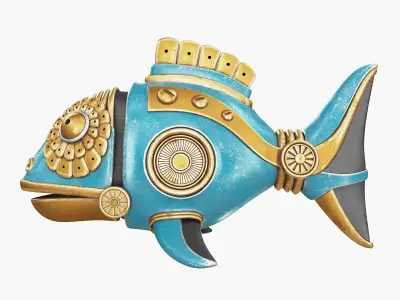Steampunk Fish Figurine 3D model