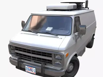 80s generic newsvan Low-poly 3D model