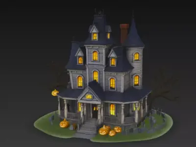 Spooky Halloween Mansion 3D Model 3D model