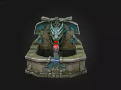 Dragon Fountain  Majestic Waters from a Mythical Guardian 3D model