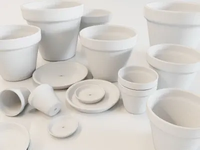 Terracotta Pot Set 3D model