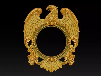 Eagle Mirror and Clock Frame - High-Detail 3D Relief Model 3D print model