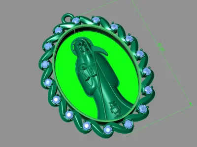  santa muerte holy death small size pendant 3D STL 3DM skull 3D print model