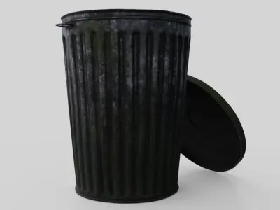 Dustbin 3 Textured Old 3D model
