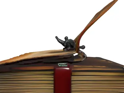 Fantasy Magic Spellbook with Scroll Low-poly 3D model