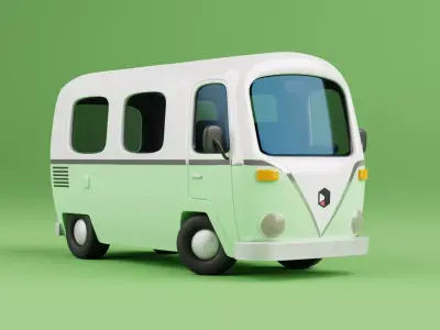 Stylized Cartoon Van - Fully Rigged 3D model