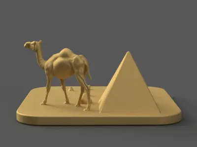Camel and Pyramids Diorama STL Egypt Gift 3D Print 3D print model