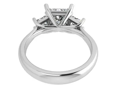 Princess Cut 3 Stone Ring 3776 3D print model