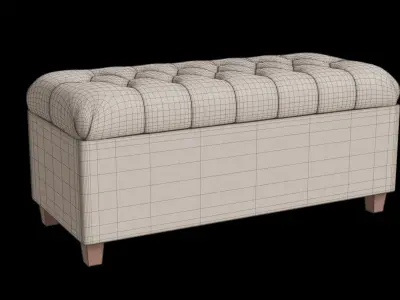 Beige Storage Ottoman Bench Low-poly 3D model