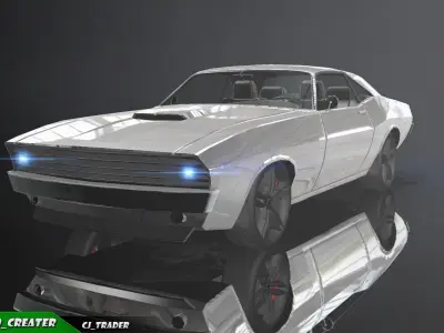 Lowpoly Dodge Challenger Racing Car 3D Model Low-poly 3D model