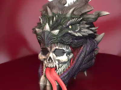 Dragon and skull -V02 3D print model