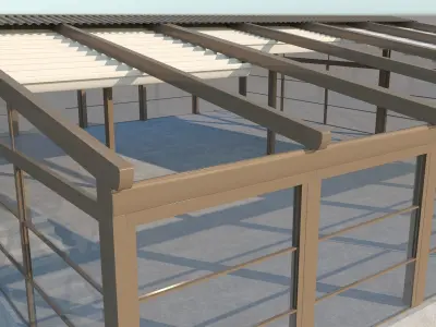 Automatic Pergola System With  Guillotine Windows 3D model