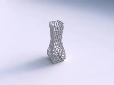 Vase larger opening rectangle with diagonal grid lattice 3D print model