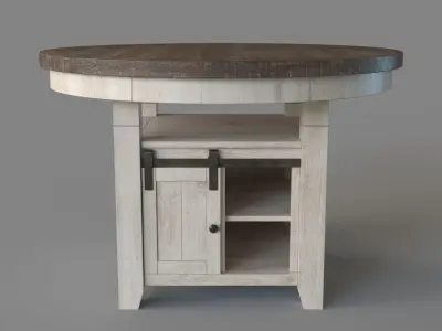 Pema Adjustable Height Storage Dining Table Vintage White 3D model