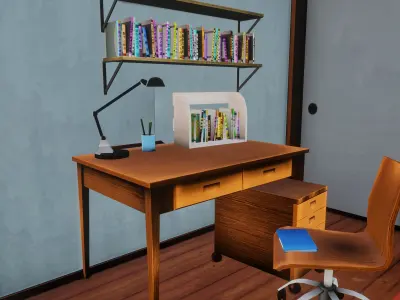 TEEN JAPANESE ROOM  Low-poly 3D model