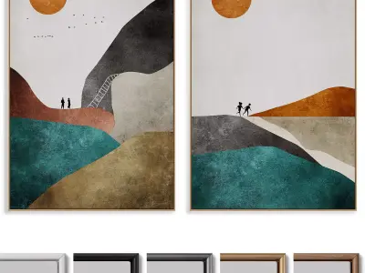 Abstract Painting Frame set 3D model 8