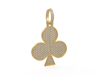 Model 1128 Playing Cards Clubs Iced Out Pendant Large 40mm 3D print model