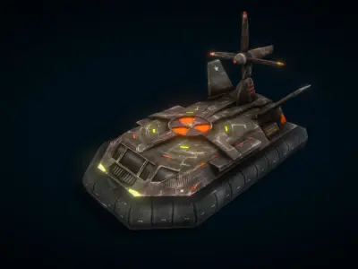 Hovercraft Seal Navy Low-poly 3D model