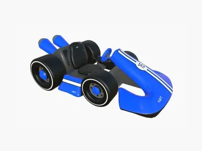 Cartoon Kart D02 Blue - Vehicle Racing Design Low-poly 3D model