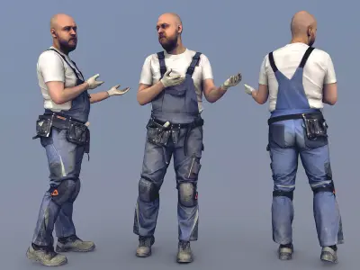 Photorealistic Construction Worker Character 3D model