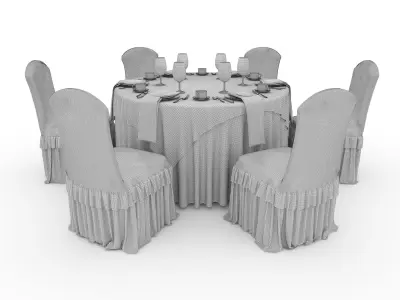 Banquet Table and Chair 36 3D model